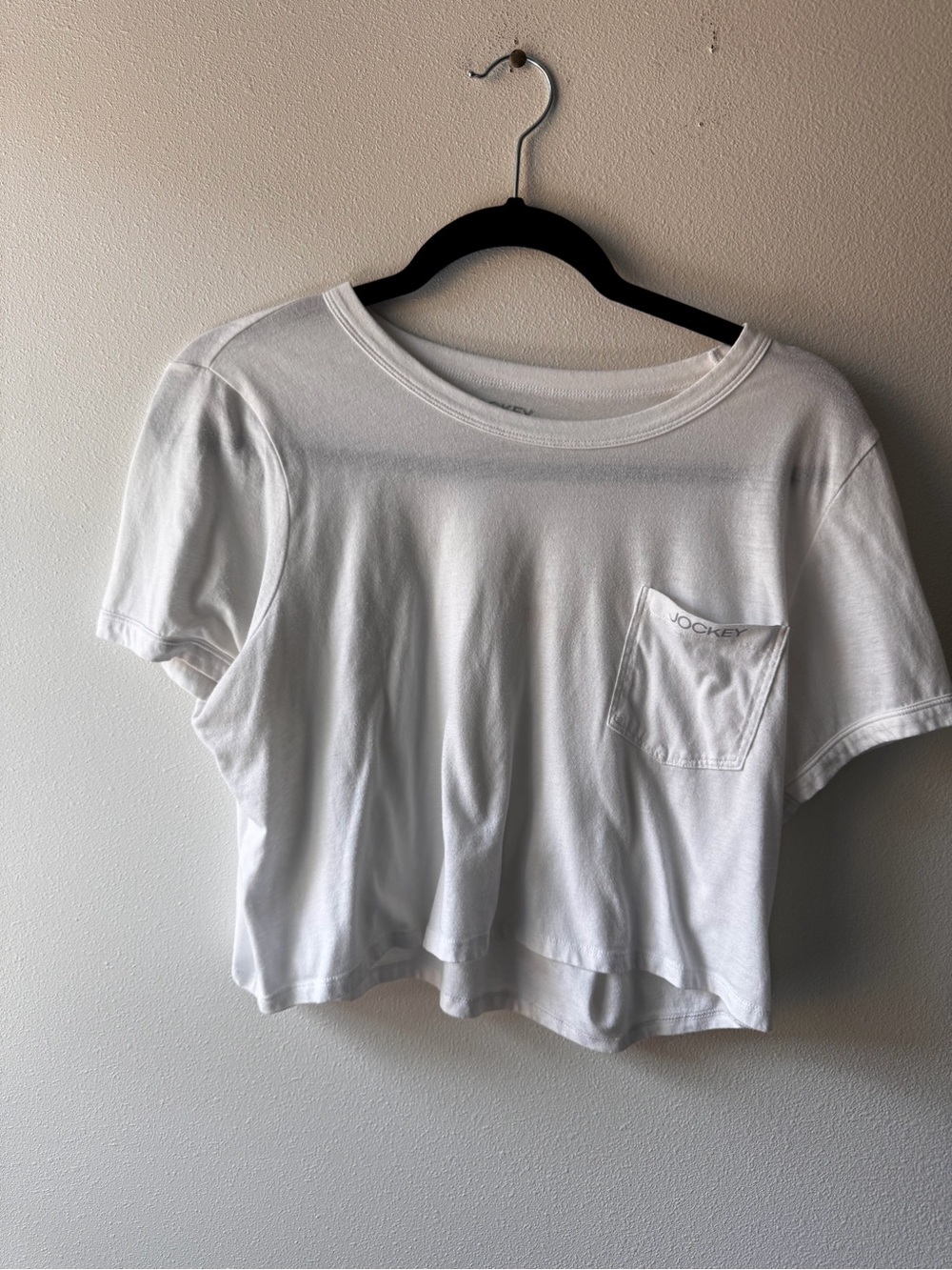 Jockey White Short Sleeve Pocket Crop Top